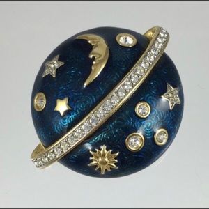 Swarovski “Signature” Blue Enamel Sun Brooch